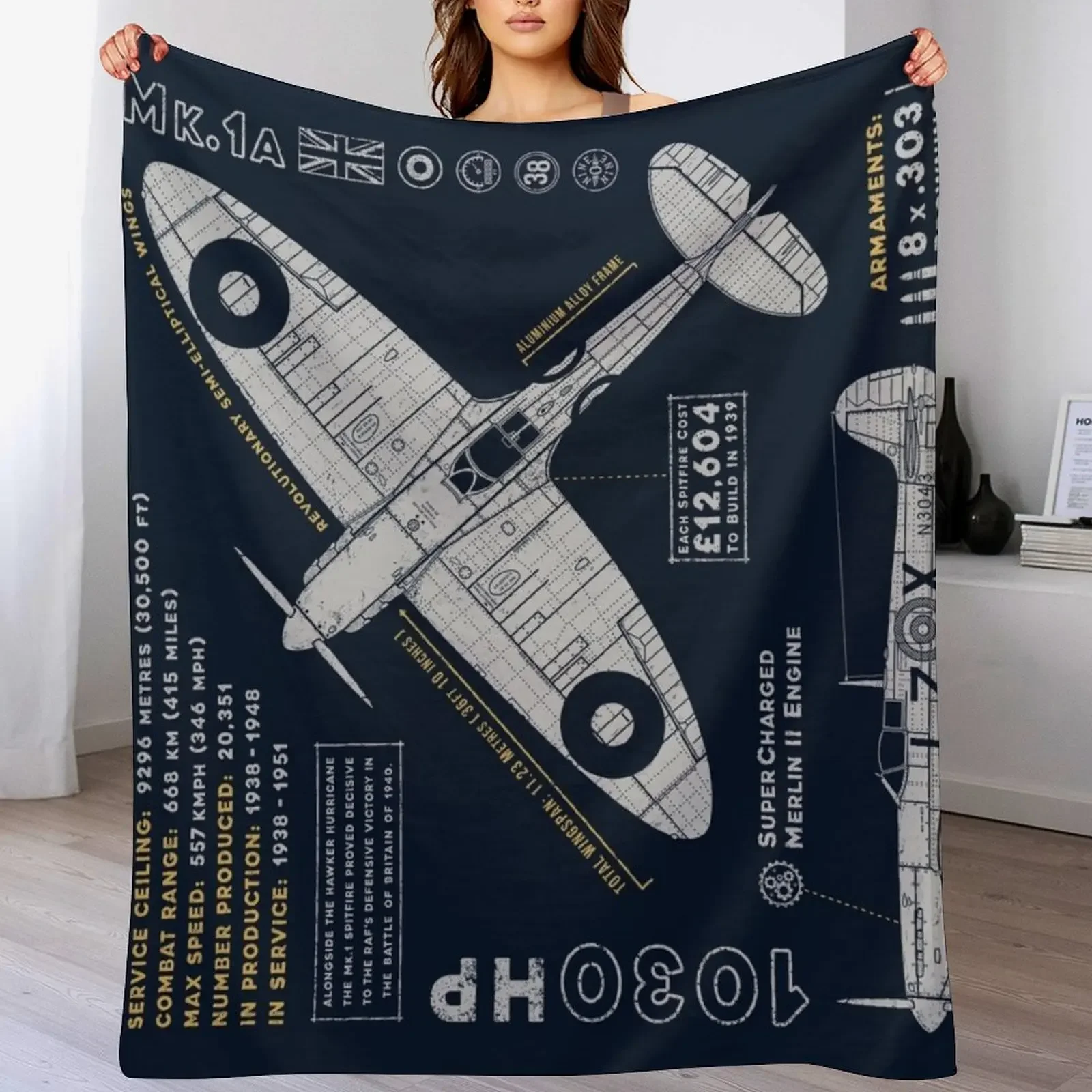 Spitfire Throw Blanket Soft Plush Plaid christmas decoration Blankets