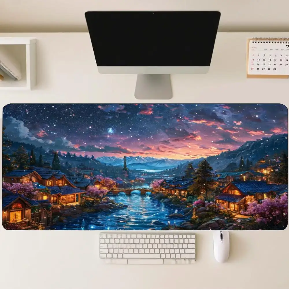 Forest Field Scenery Landscape XXL Mouse Pad Large Desk Mat Non-Slip Rubber Base HD Printing Overlock Edge For Computer Setup