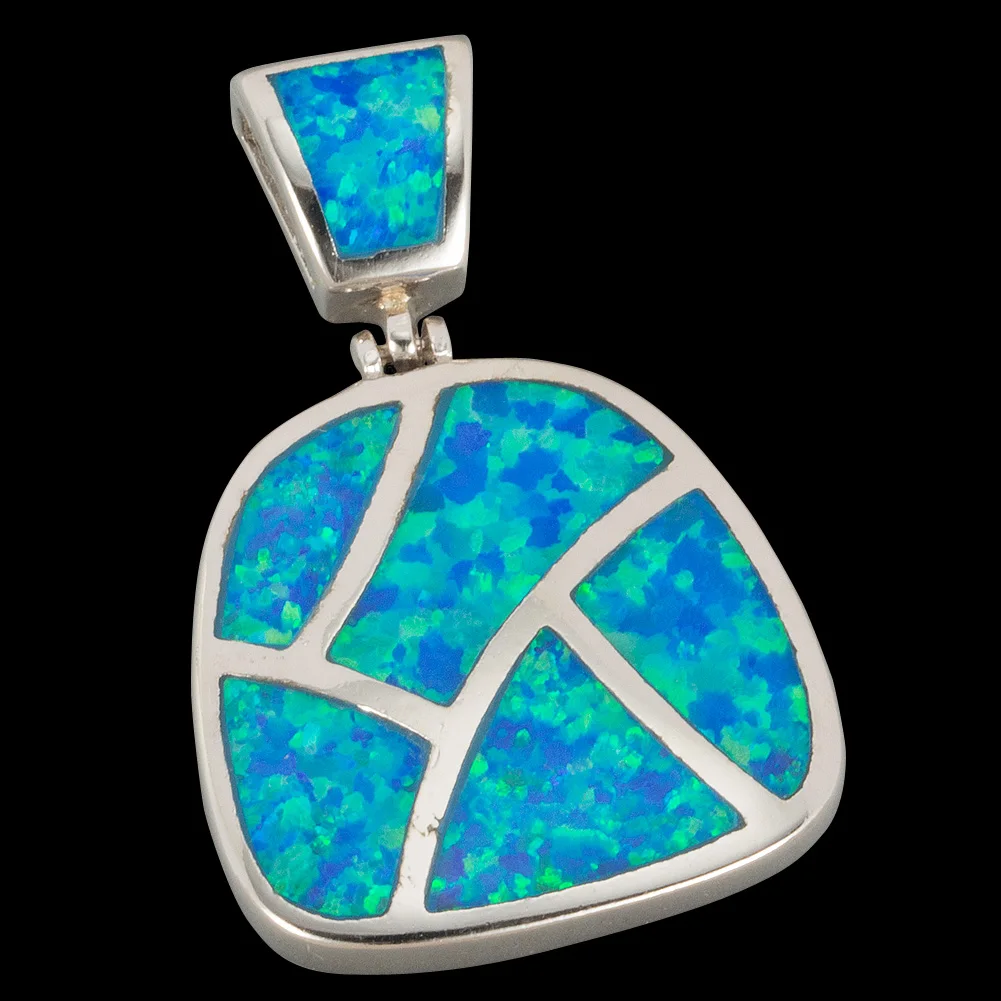 KONGMOON Irregular Shape Ocean Blue Fire Opal Jewelry for Women Pendant for Necklace image 5