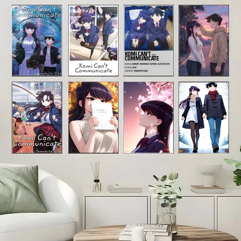 Anime K-Komi Can t C-Communicate Poster  Self-adhesive Art Waterproof Paper Sticker Coffee House Bar Room Wall Decor