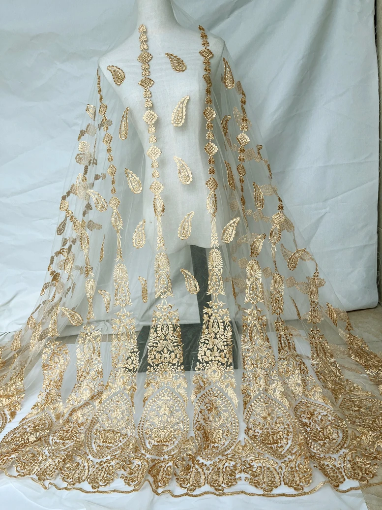 

Высококачественная кружевная лоскутная ткань с вышивкой золотой нитью, высококачественное платье, ткань Cheongsam