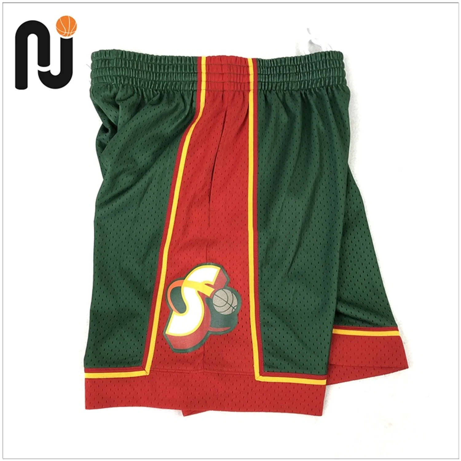 M&N Basketball 95/96 Sonics Sw Shorts-Green Classic Vintage Unisex National Team Loose Pants NBA Seattle Gary Peyton Shawn Kamp