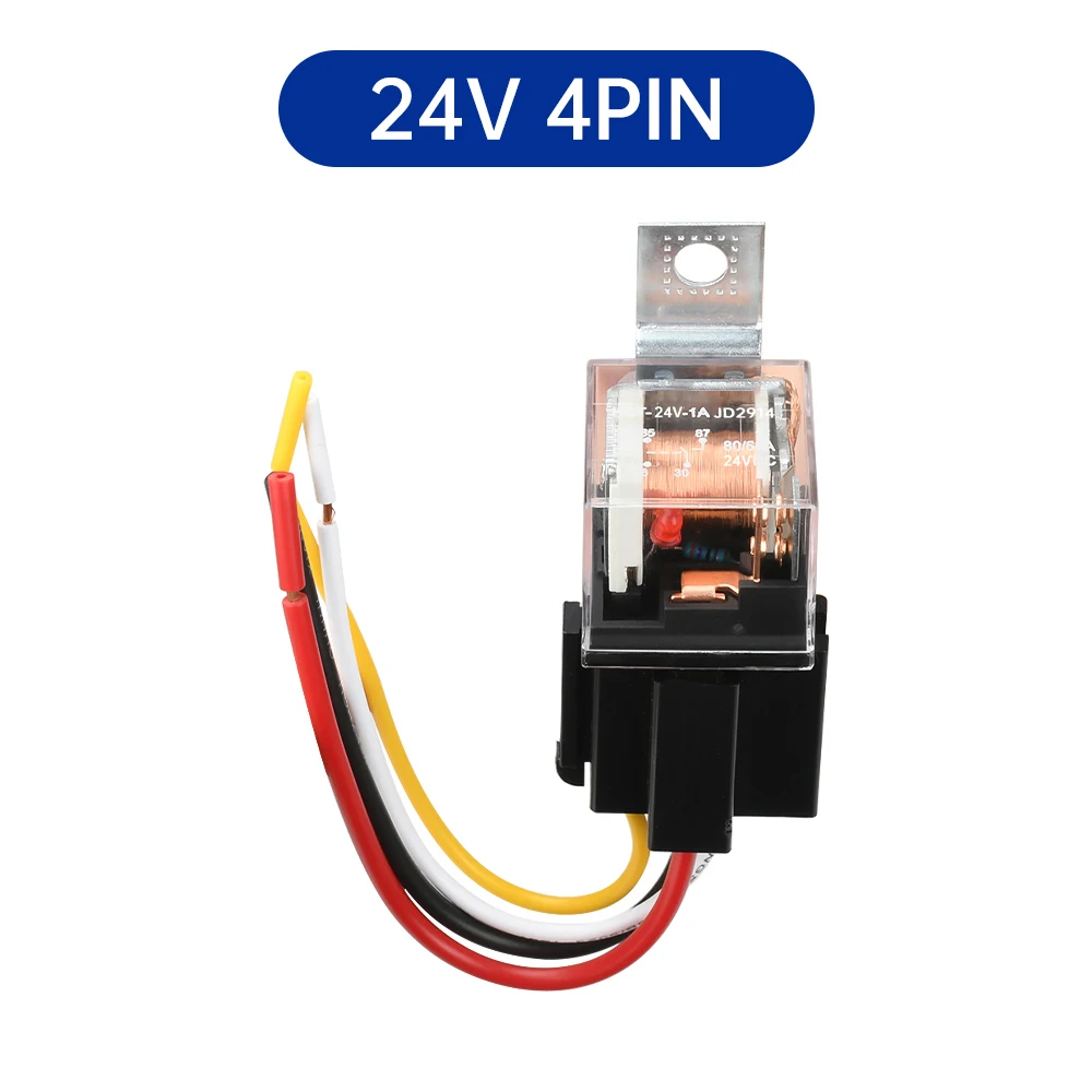 DC 12V 24V Wasserdichtes Automobilrelais JD1914/JD2914 80A 4-polig 5-polig Automobilrelais-Modul Doppelkontakt Kupferstift mit Sockel – Detail 3