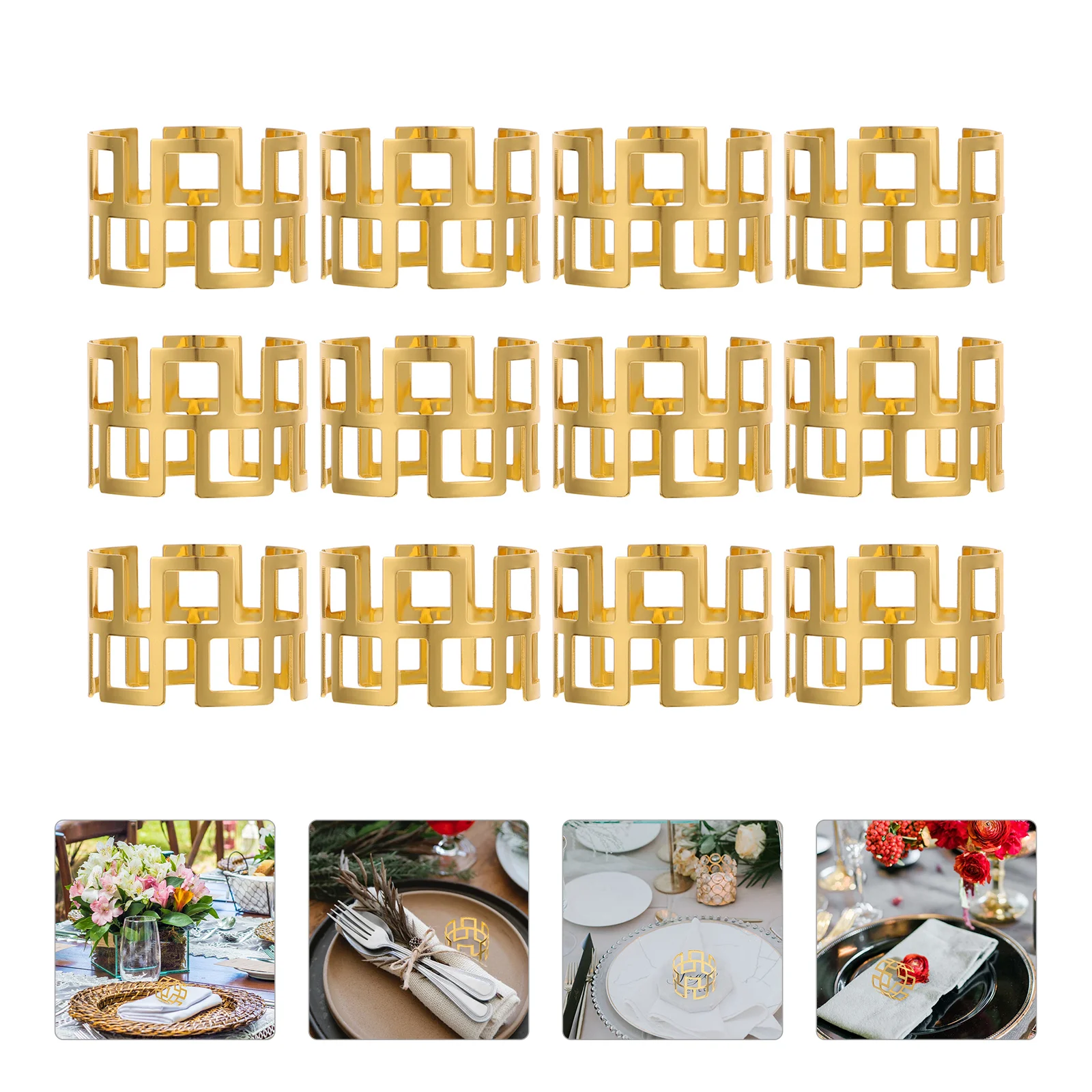 

12 Pcs Hollow Napkin Ring Bow Rings Greenery The Napkins Party Holder Buckles Holders Metal Vintage