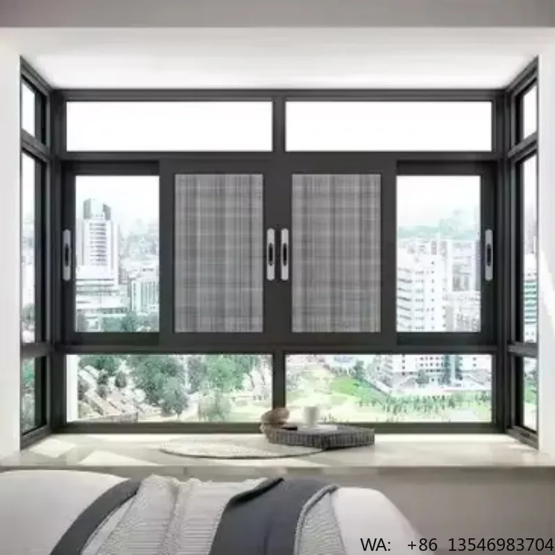 

2025 Modern Design Three-glaze Stainless Steel Horizontal Aluminum Alloy Double-wall Glass Frame Sliding Window Heat School