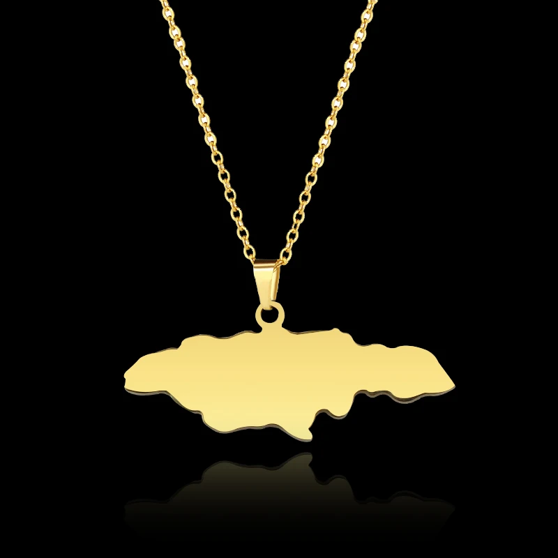 Fashion Jamaica Map Pendant Necklace for Women Men Gold Color Jamaicans Party Engagement Stainless Steel Jewelry Gifts