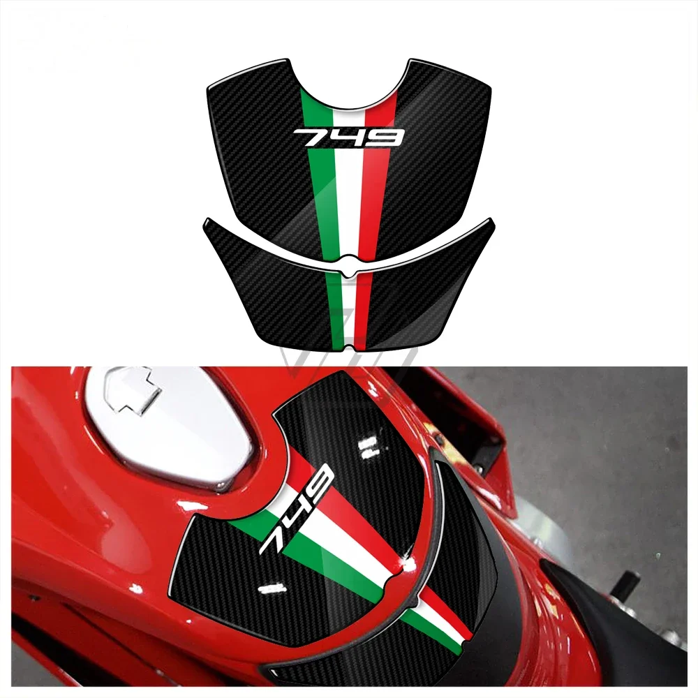 Carbon-look Motorcycle Gas Tank Pad Protection Decals for Ducati 749 2003-2006 3D Resin