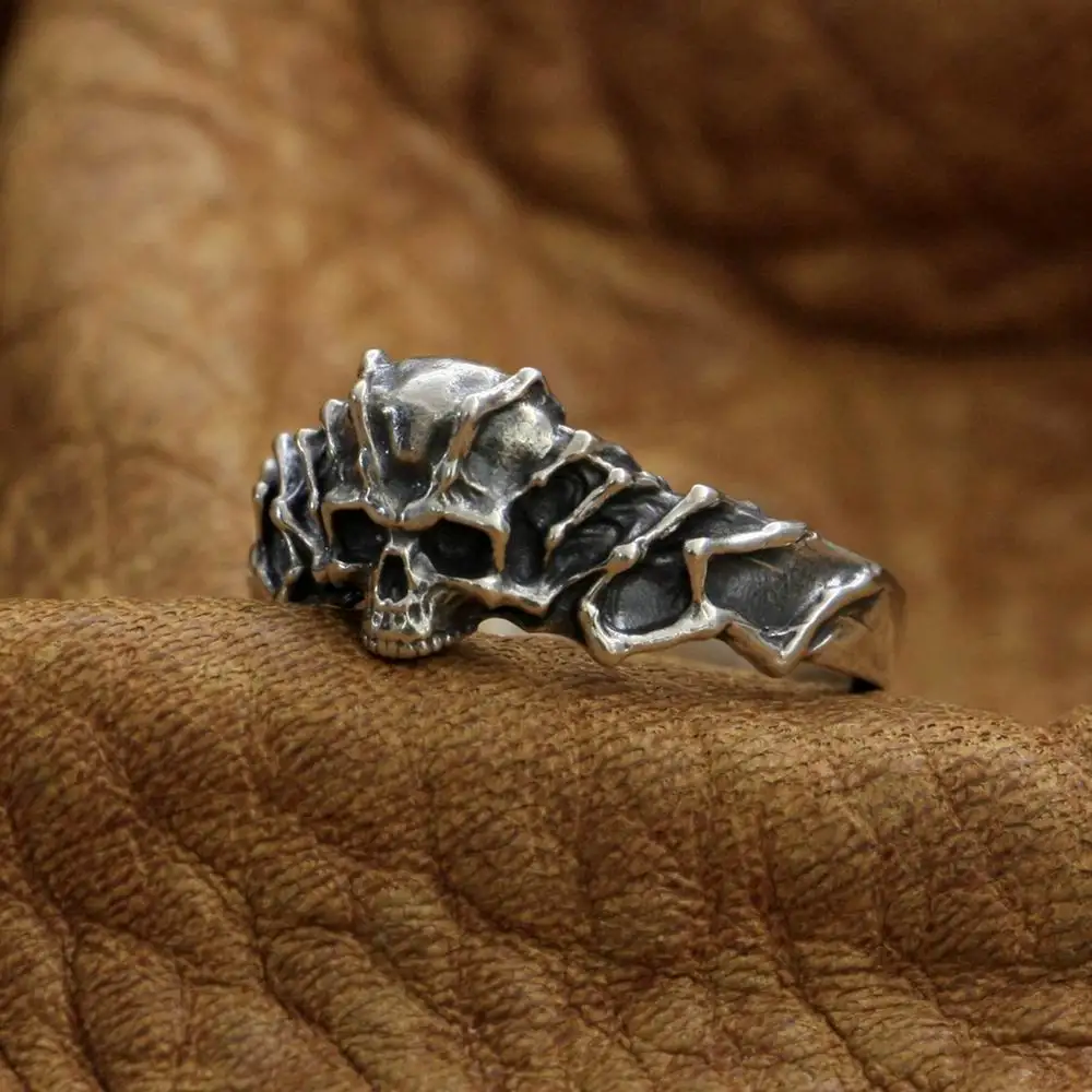 925 Sterling Silver Width 10mm Fashion Skull Ring TA256 US Size 7~14 BZ