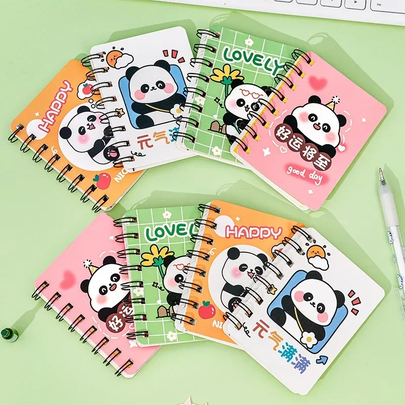 Cartoon Panda Flower Rollover Coil A7 Notebook Student Lovely Cute Mini Portable Inspirational Text Notebook 80 Pages