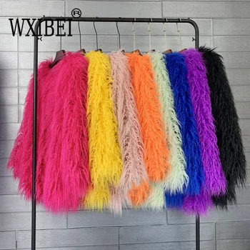 WXIBEI 2024 קולקציית אופנה חדשה לנשים בוהו פרווה מפוליאסטר עם שרוולים ארוכים ג'קט פרווה כתום וורוד בצבעי סוכריות בגדי פסטיבל