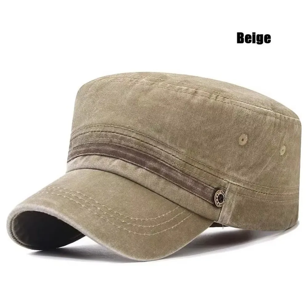 Retro Washed Cotton Big Head Flat Hat Breathable Adjustable Sun Hat Short Brim Spring Summer Middle-aged Dad Hat Men Women