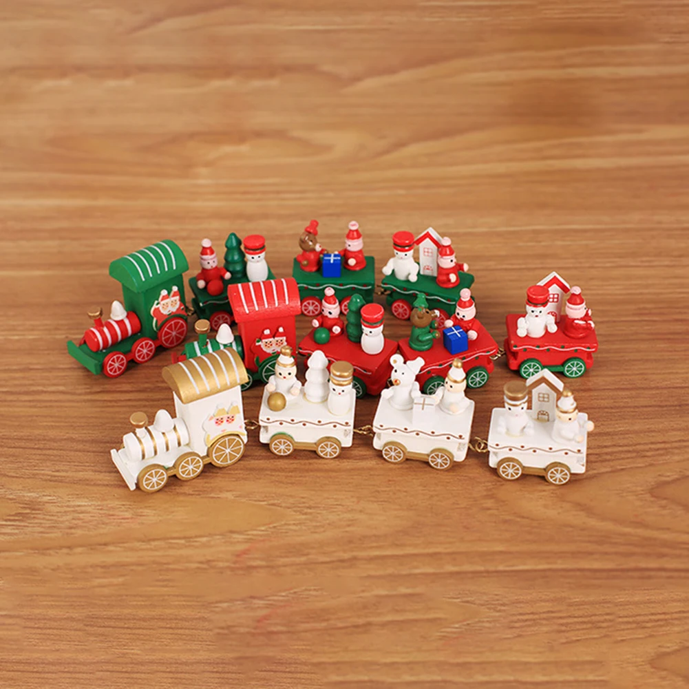 Charming Wooden Christmas Train Set: Charming Decoration For Festive Joy! Christmas Wooden Train Christmas Tree Decoration