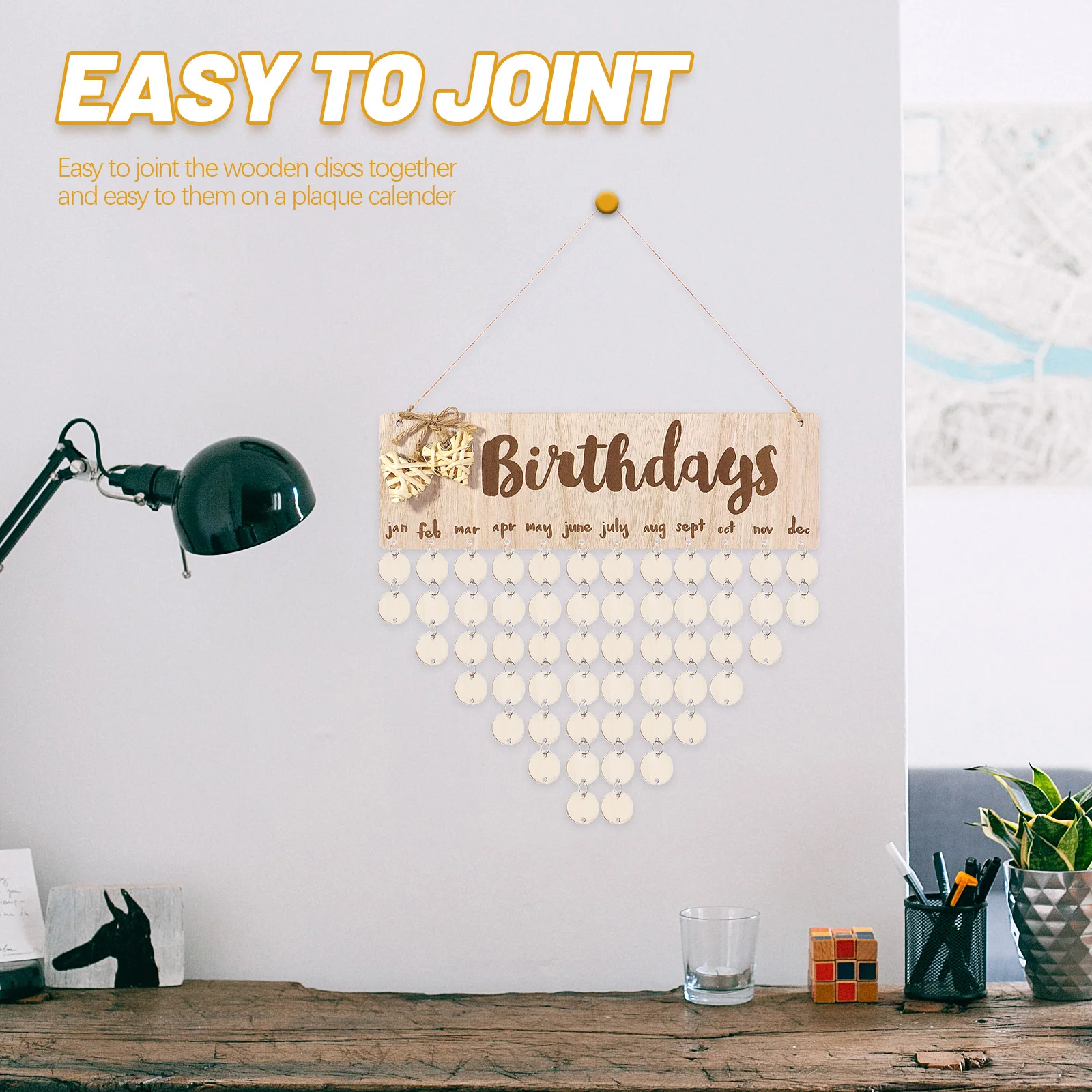 

50pc Diy Calendar Wood Pieces Round Shape Home Decor Craft Supply For Kids Teaching Aids Wooden Reminder Plaque Handicraft