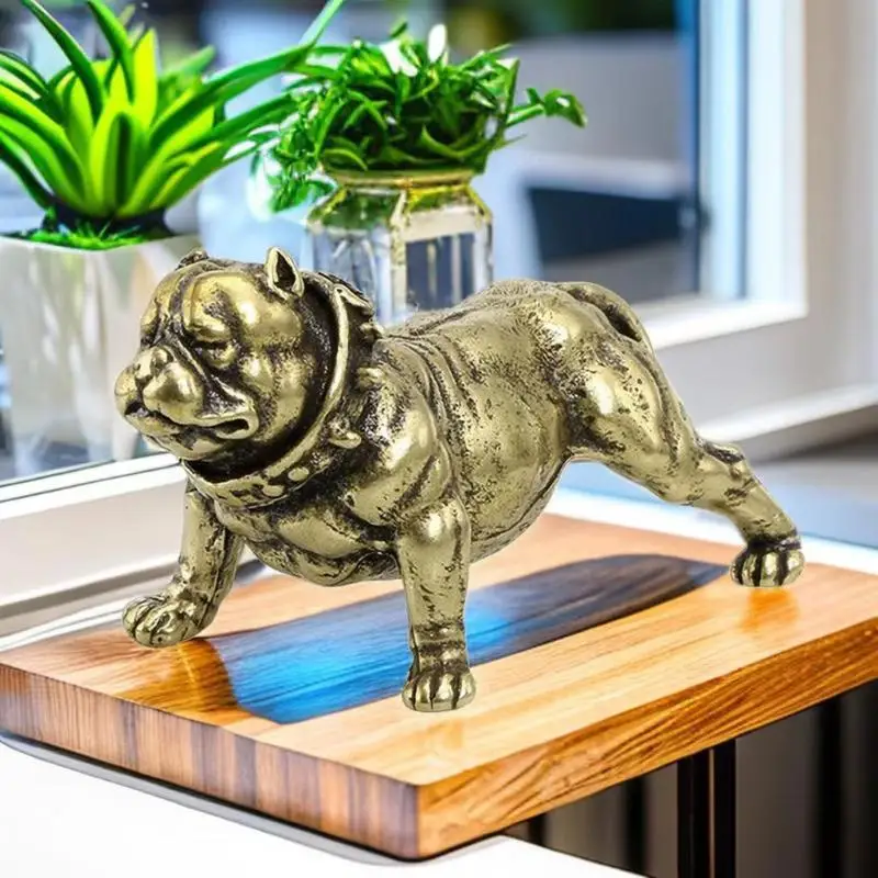 Vintage Alloy Dog Figurine Exquisite Craft Antique Finish Ideal For Home Desk Decor Collection Gifts