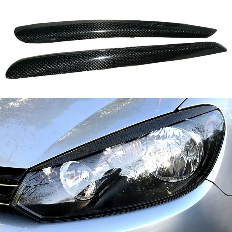 

1 Pair Carbon Car Headlight Eyebrows Headlamp Eyelid Cover Head Light Trim Stickers For Volkswagen VW Golf 6 GTI R Accessories