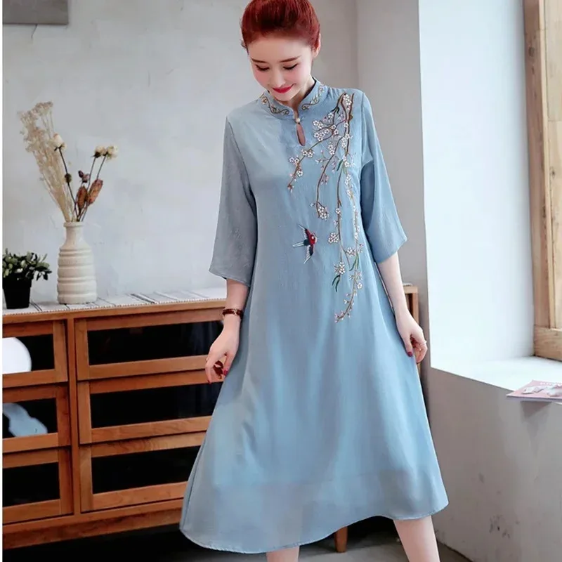 2025 robe de Style chinois broderie Cheongsam nouveauté 2025 Vietnam traditionnel Qi livres Oriental Qip