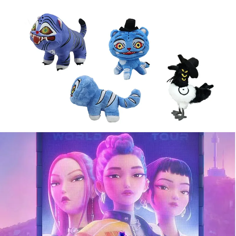 Kpop Dämonenjäger Cartoon Tiger und Elster Plüschtier Niedliches Tierpaar Puppenset Hexe Jagdgruppe Themed Stofftier