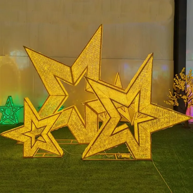 Popular Outdoor 2D 3D Light Emitting Diode Hanging Stereo Star Decoration Lights, Holiday Lighting Christmas Lights