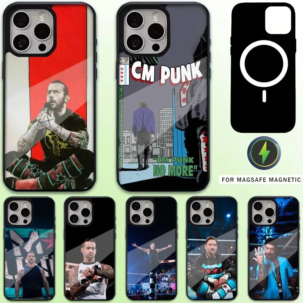 

WWE CM P-Punk Phone Case For iPhone17,16,15,14,13,12,11 Plus,Pro Max Magnetic Magsafe Wireless Charging