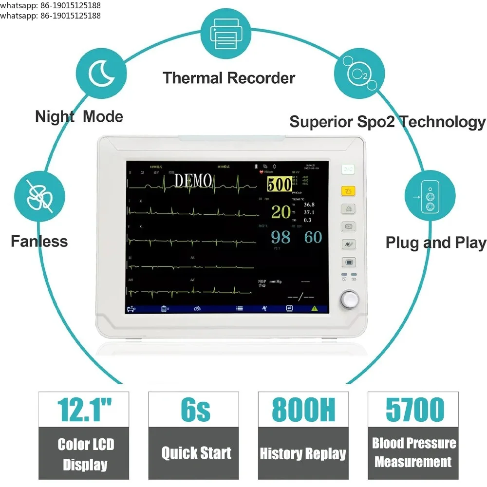 Portable Veterinary Monitor 6 Parameter, 12.1