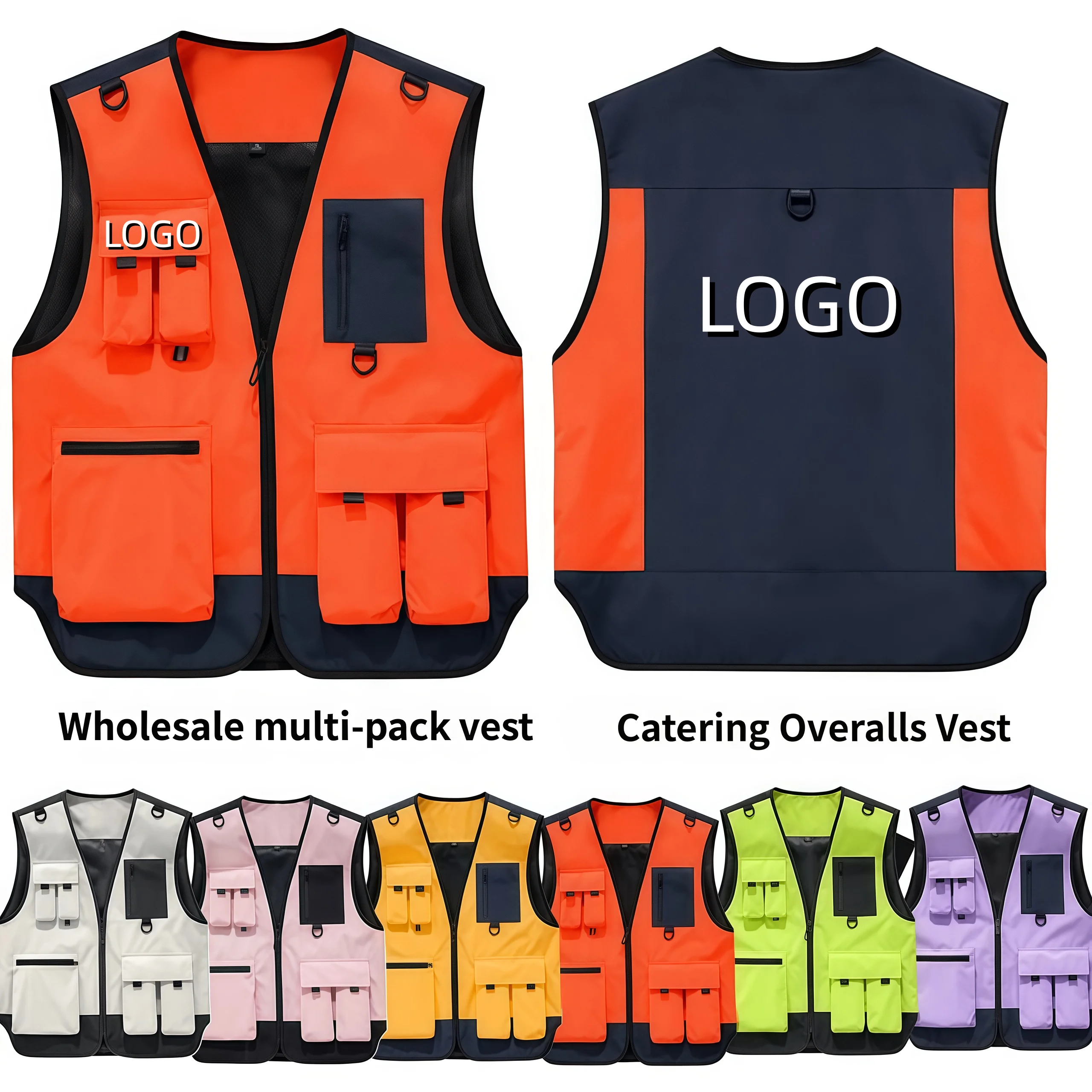 Outdoor Photography Workwear Vest Jackets Multi Pockets Fishing Vests Quality Leisure Team Work Tactical Vest Printing LOGO