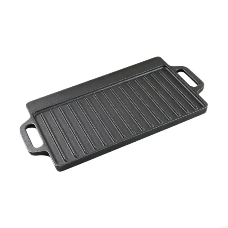 2025 New Wrought Iron Double Sided Grill Griddle Pan For Even Heat Distribution Suitable For Gas Electric Induction Cooktops