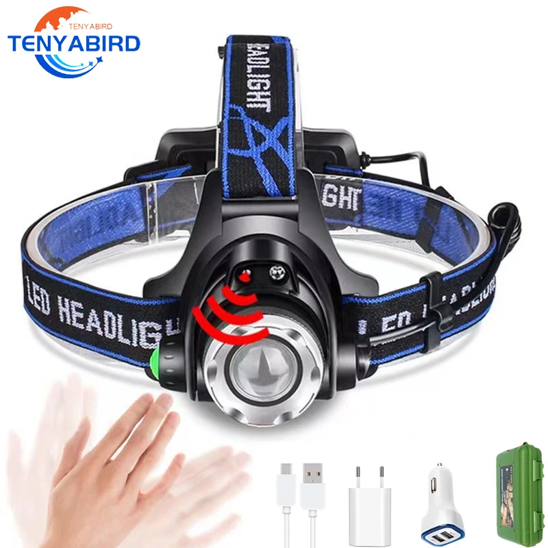 

T6 Led Headlamp Zoom Adjustable Head Lamp Flashlight 6000lm 18650 Battery Front Light Recharge Zoomable Camping Fishing Lantern