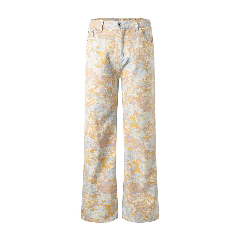 

2025 Summer Men Classic Design Cargo Pants Men Loose Fit Printed Wash Pants Male All Match High Street Hip Hop Trousers