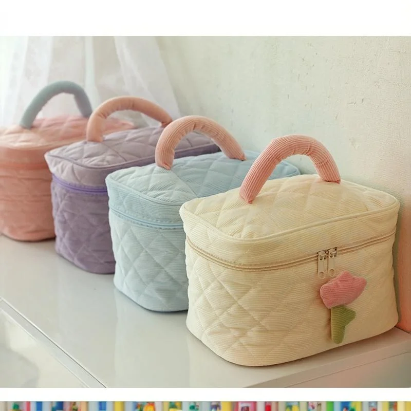 Portable Portable Women's Corduroy Toiletry Bag Dopamine Kawaii Large Capacity Cosmetic Organizer for Business Trip Daily - Aliexpress Deal