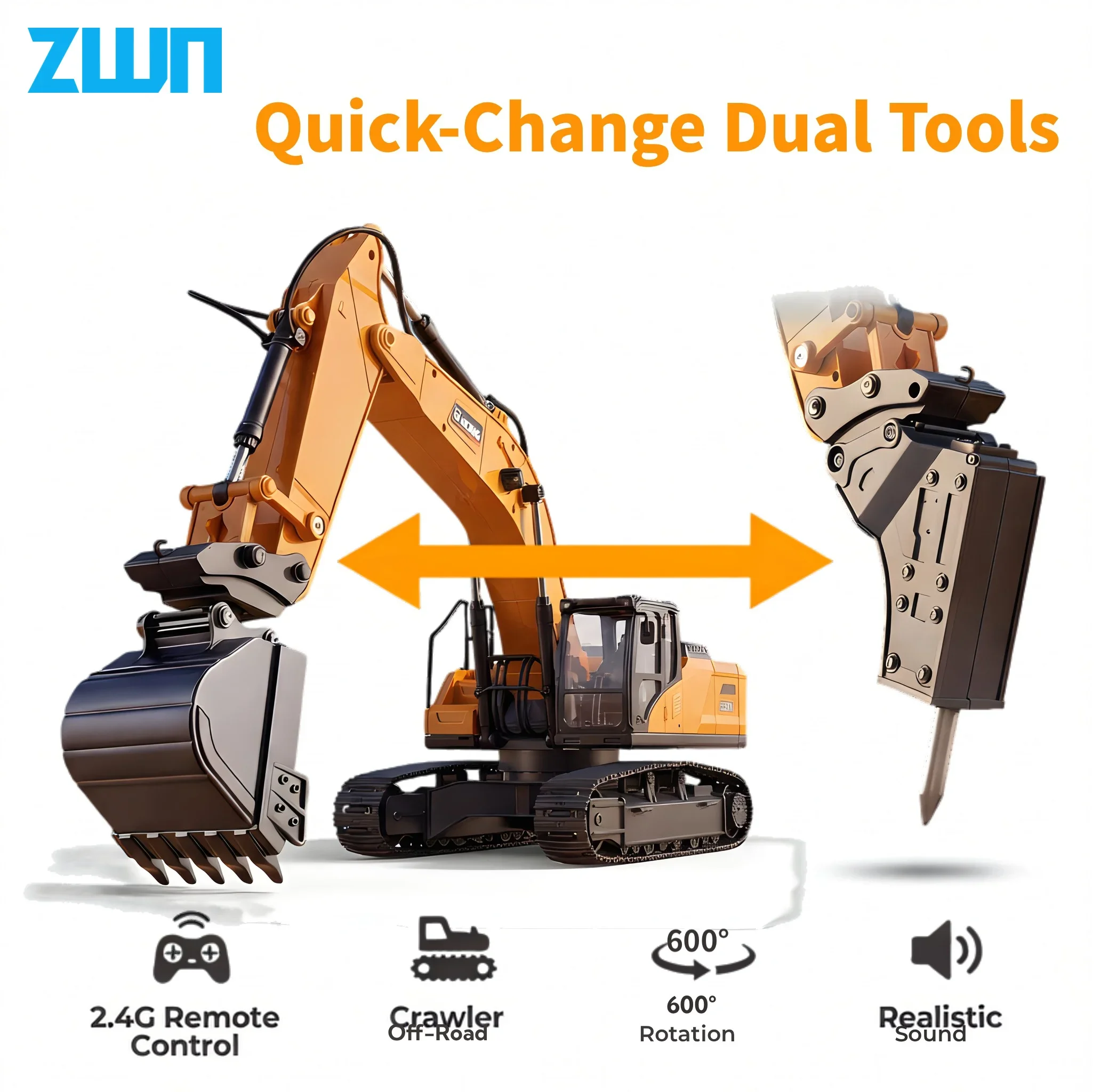 HUINA XE1260 1:18 RC Excavator With Light & Sound 2.4G 26CH 2-in-1 Remote Control Excavator APP Control Construction Vehicle Toy