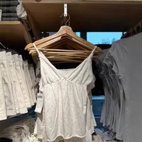 Camisola con cuello en V y lazo con estampado Floral para mujer, Tops cortos ajustados sin mangas con adorno de encaje, chaleco informal dulce a la moda, camiseta sin mangas con dobladillo crudo Y2k nuevo