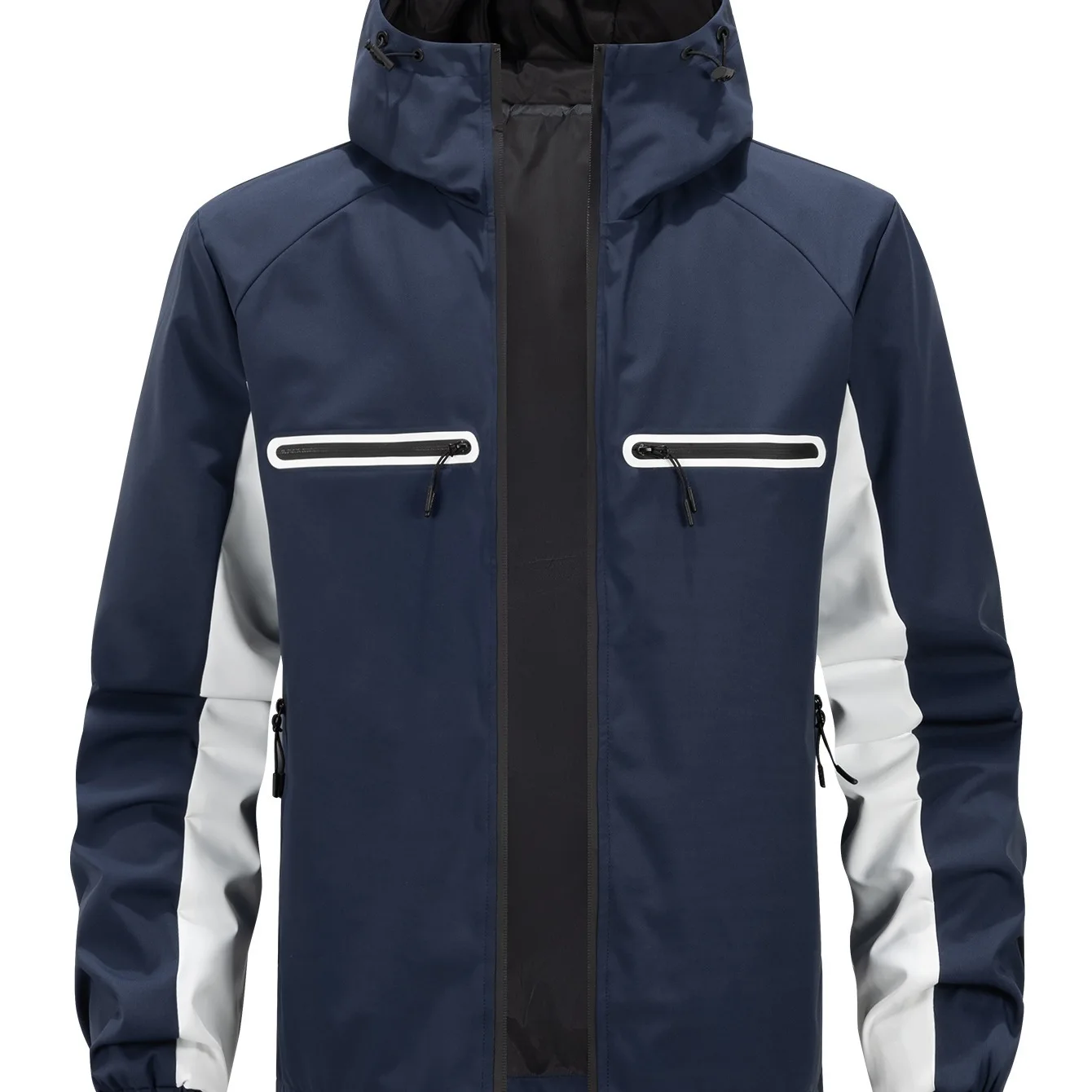 

Autumn Men Jacket Contrast Color Patchwork Windproof Man Hooded Coat Long Sleeve Pocket Zipper Outdoor Sport Male Outerwear