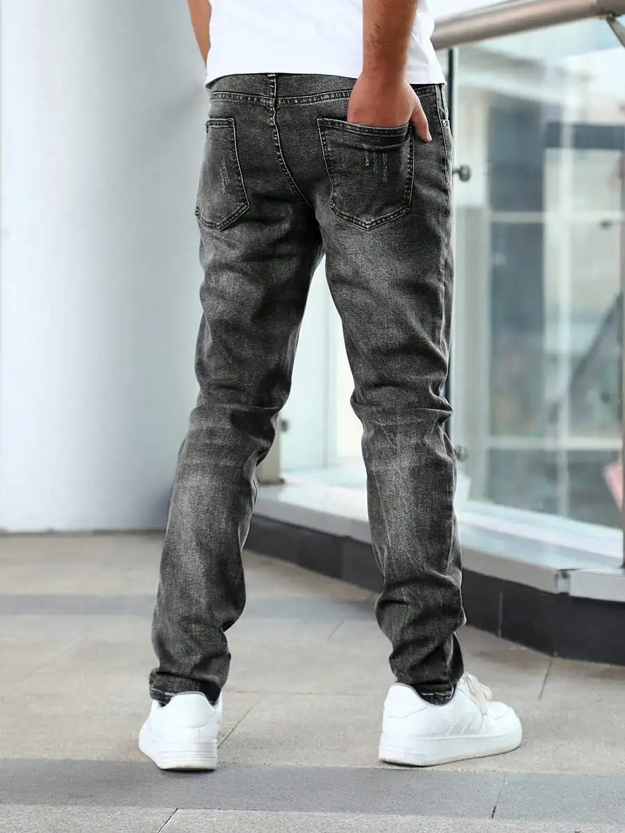 

Mens Casual Washed Denim Jeans Straight Fit