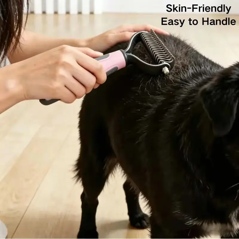(1PC) Pet Grooming Comb - Choose 11 or 17 Teeth - Detangling Brush for Cats and Dogs, Anti-Scratch with Hanging Hole (Blue/Pink) view 4