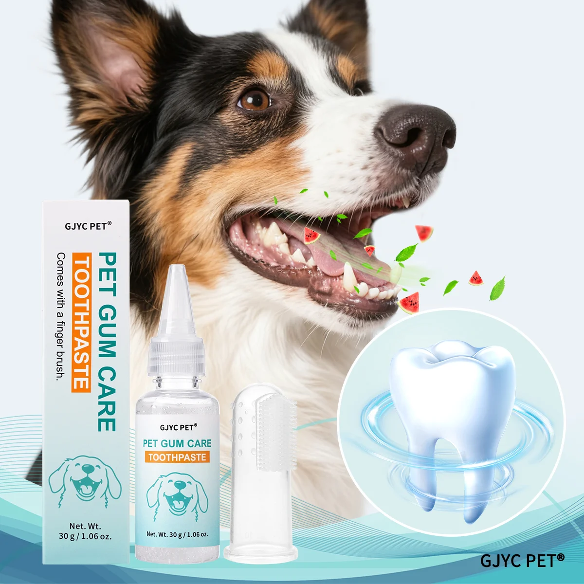 Haustier-Zahnpasta-Set mit Zahnbürste & Fingerbürste, Wassermelonen-Geschmack, Sanfte Frische für Atem und Zahnsteinentfernung bei Hunden und Katzen