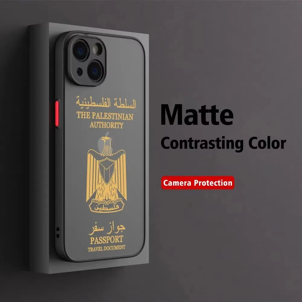 Custodia per telefono passaporto mappa bandiera palestina per iPhone 16 15 13 14 12 11 Pro Max Mini X XR XS 7 8 Plus SE Art Cover morbida trasparente di lusso