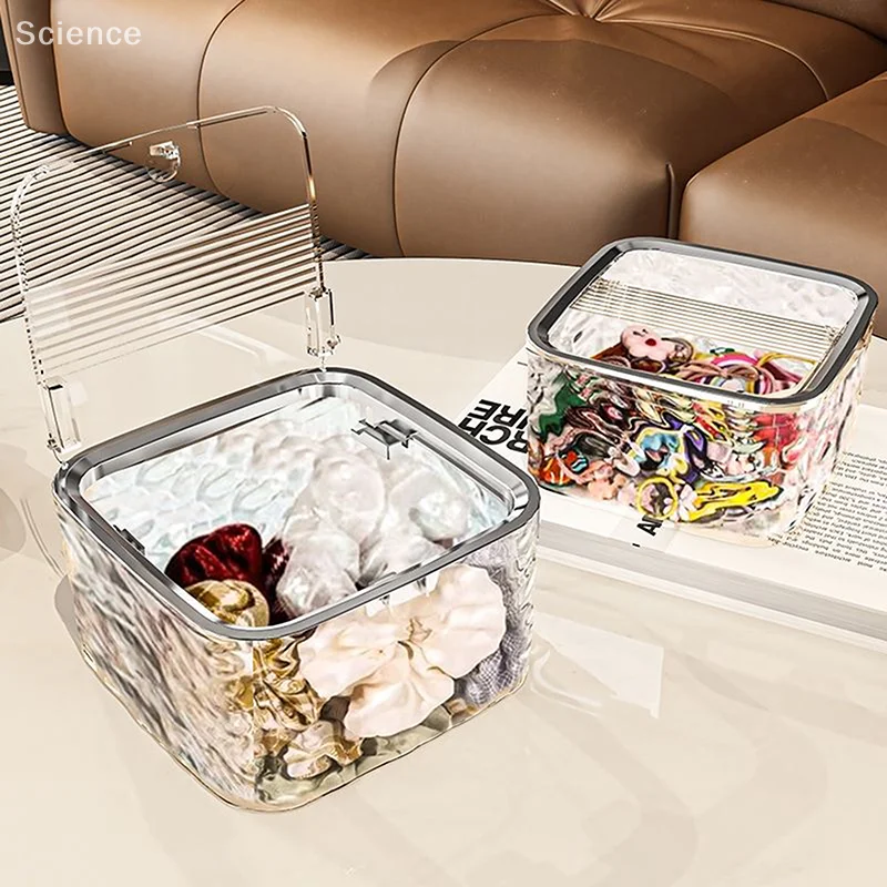 Transparent Waterproof Hair Accessories Organizer Box With Lid Removable Mini Desktop Storage Box Large Capacity Storage Box