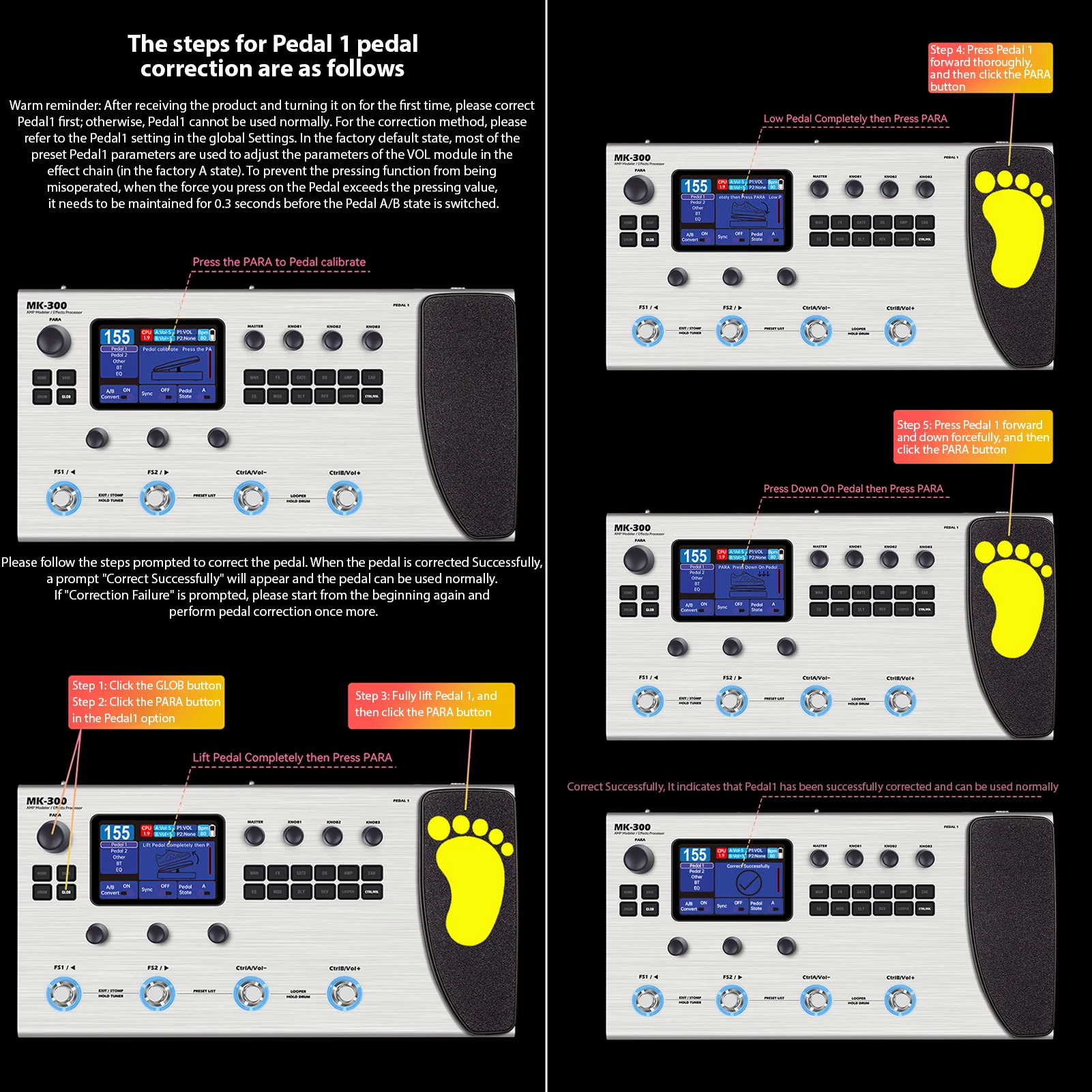 M-VAVE ギターエフェクタープロセッサー 120種類のアンプモデル ドラムマシン ループ MIDIインターフェース リアンプ ポータブルギターマルチエフェクトペダル