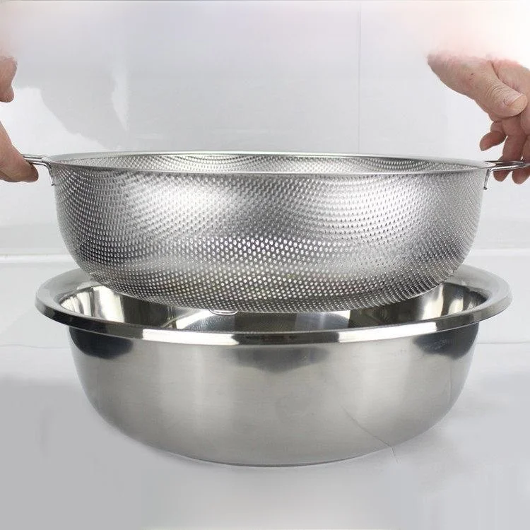 

Stainl Steel Drain Basin Rice Waing Sieve Kitchen Sink Vegetable Waing Basin Filter Basin Home Use Drain Basin Water F...