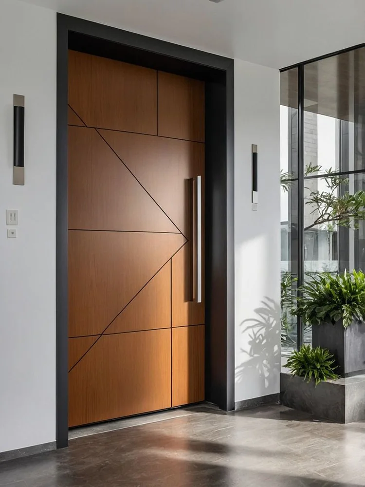 Entrance Doors Exterior Front Entry Door Pivot Casement Security Door Wooden Grain Main Aluminum Carve Home Decor Custom
