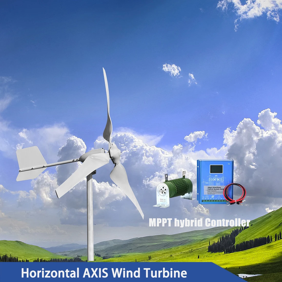 China Factory 10000W Wind Turbine  12V 24V 48V Horizontal Axis Windmill Water Turbine Generator With MPPT Charger Home Appliance