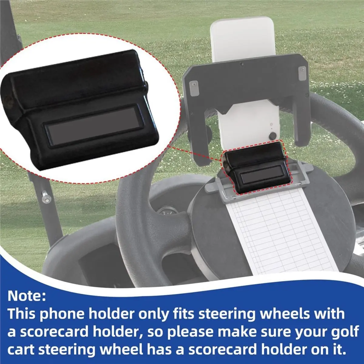 SCLS Golf Cart Steering Wheel Cell Phone Mount, Flip Up Phone Holder for for Club Car Mobile Phone Mount