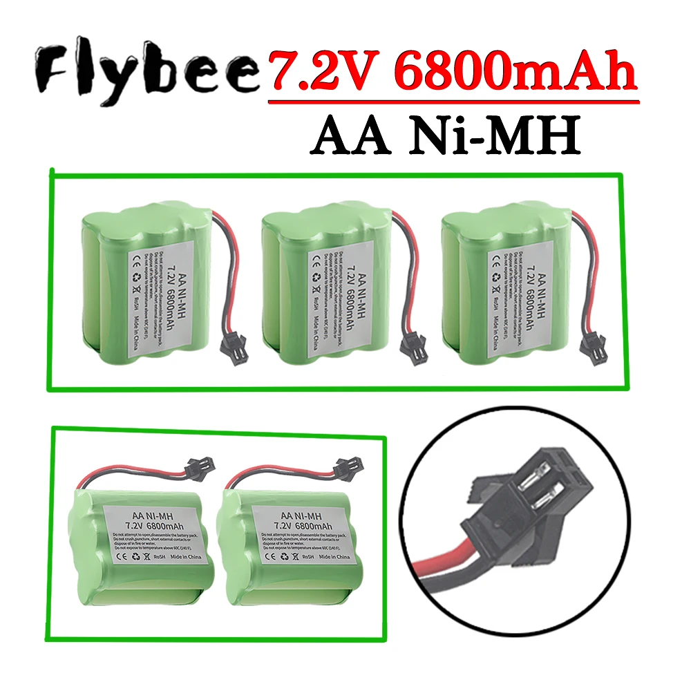 1/2/3/5PCS ( SM-2P Plug ) 7.2V 6800mAh NiMH Battery For Rc toys Car Boat Tanks Trains Robot Parts AA 7.2v Rechargeable Battery