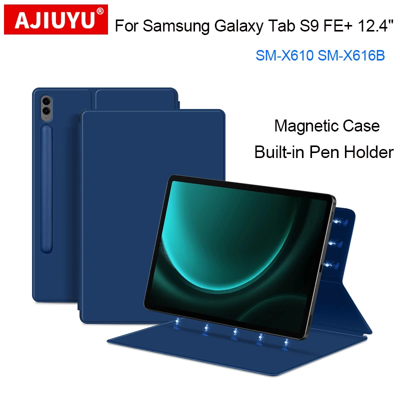 

Smart Case For Samsung Galaxy Tab S9 FE Plus 12.4" S9 FE+ SM-X610 SM-X616B Tablet Case Strong Magnetic Adsorption Cover Shell