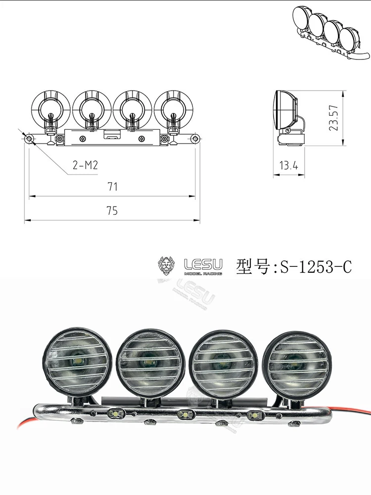 1/14 truck remote control LED headlight front light S-1253