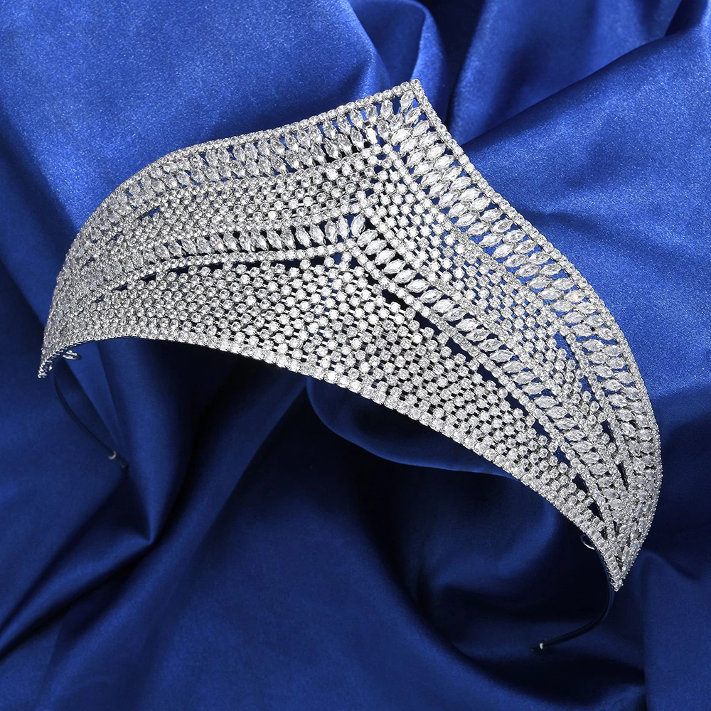 

Роскошная корона для невесты с кубическим цирконием, винтажный королевский головной убор для свадебного платья, аксессуары для вечеринок и дней рождения