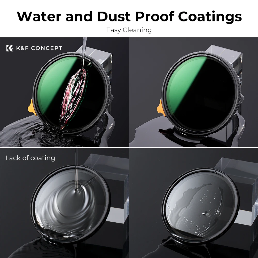 K&F CONCEPT Camera Lens 2 in 1 Filter Black Mist 1/4 + ND2-400 Variable ND Filter Nano-X 49mm 52mm 55mm 58mm 62mm 67mm 77mm 82mm