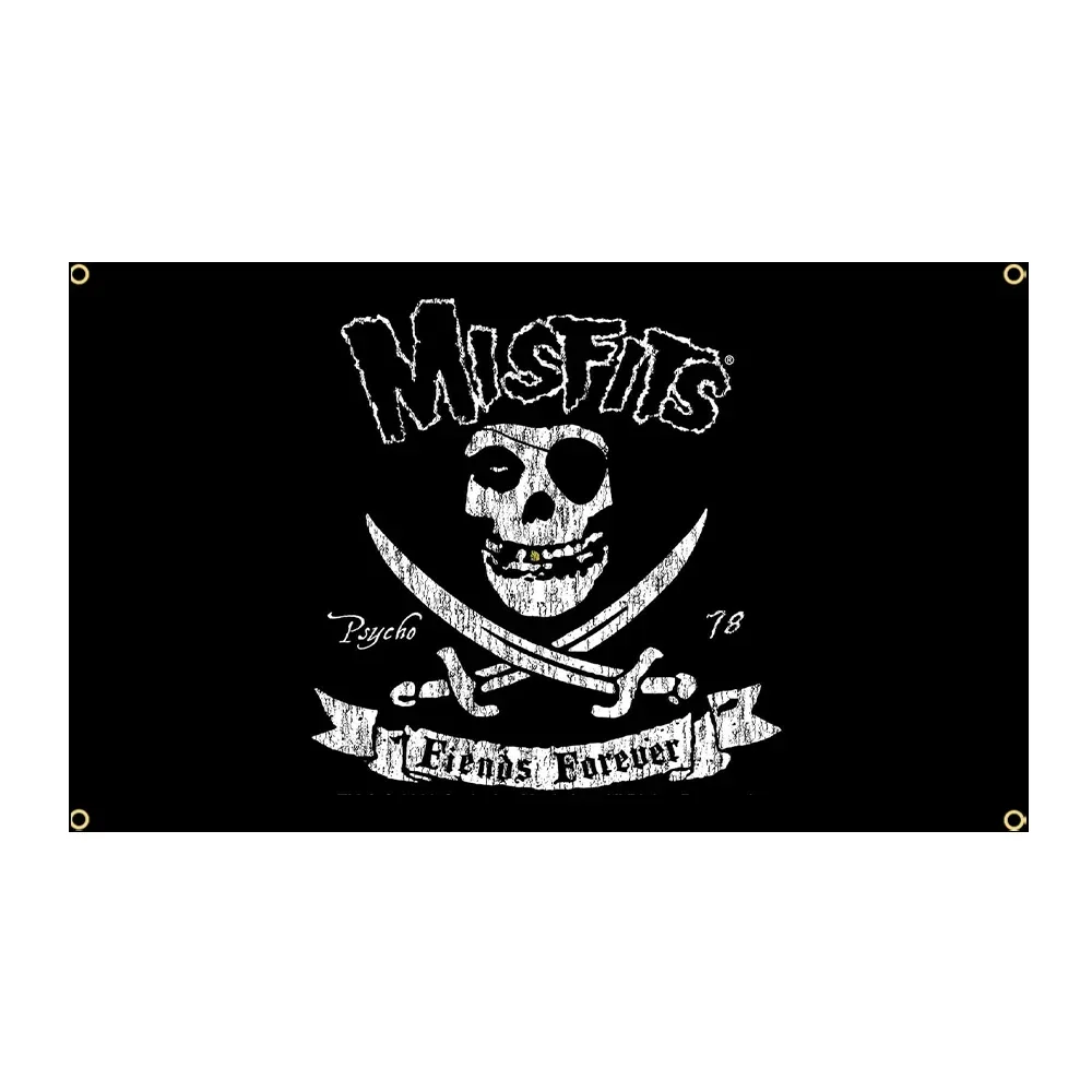 QLflag 3X5Fts Misfits Black Metal Harajuku Funny Print polystyre Streetwear Flag