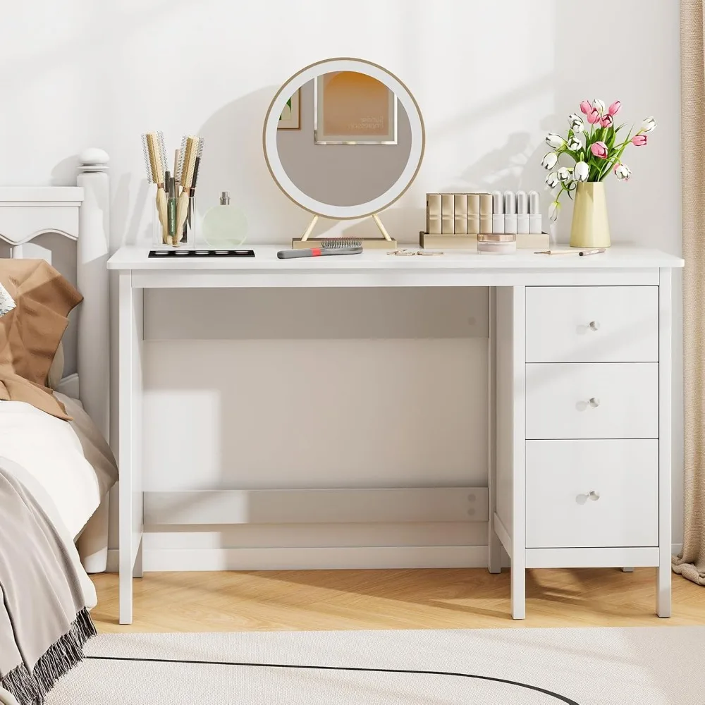 مكتب مكتب منزلي أبيض حديث مع أدراج تخزين وسطح عمل مائل #5