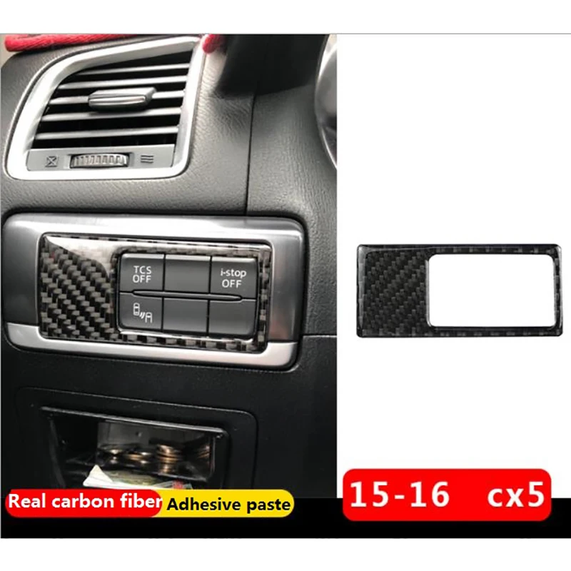 For Mazda CX5 CX-5 2015 2016 Carbon Fiber Headlight Adjustment Switch Cover Trim Decor Car Accessories,Without Holes